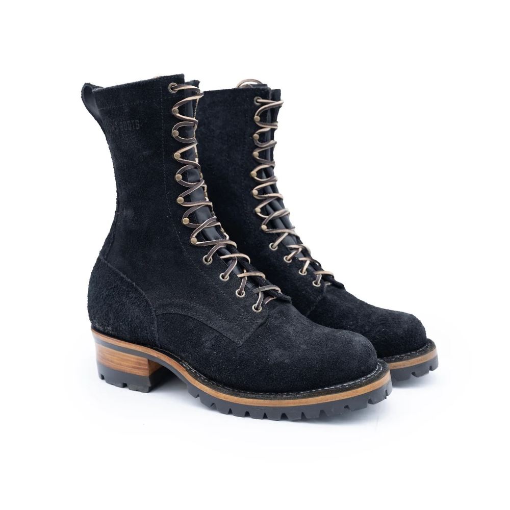Drew's Men's 10-Inch Logger - Black Rough Out