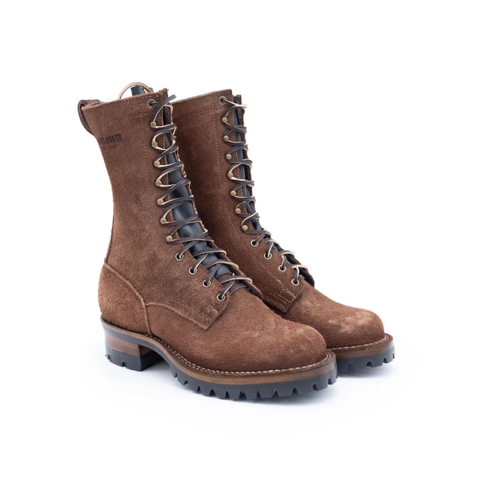 Drew's Men's 10" Logger Brown Rough Out